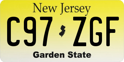 NJ license plate C97ZGF