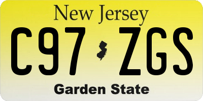 NJ license plate C97ZGS