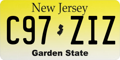 NJ license plate C97ZIZ