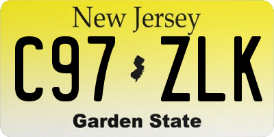 NJ license plate C97ZLK