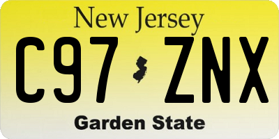 NJ license plate C97ZNX