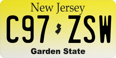 NJ license plate C97ZSW