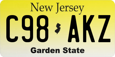NJ license plate C98AKZ