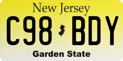 NJ license plate C98BDY
