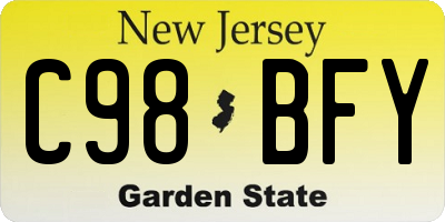 NJ license plate C98BFY