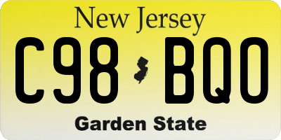 NJ license plate C98BQO