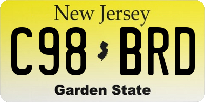 NJ license plate C98BRD