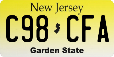 NJ license plate C98CFA