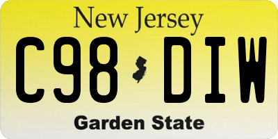 NJ license plate C98DIW