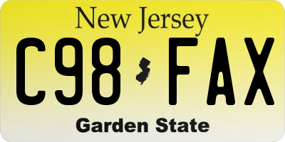 NJ license plate C98FAX