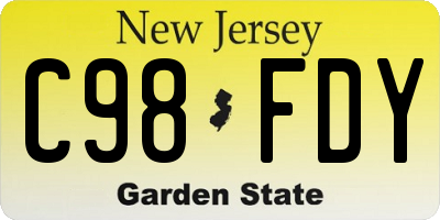 NJ license plate C98FDY