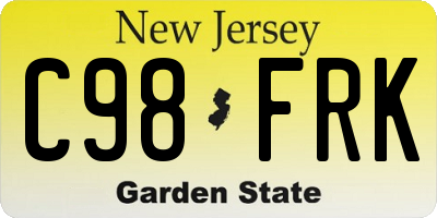 NJ license plate C98FRK