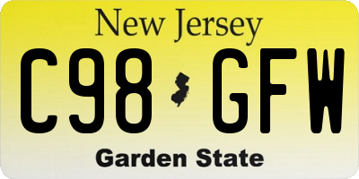 NJ license plate C98GFW
