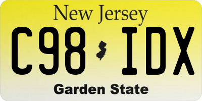 NJ license plate C98IDX
