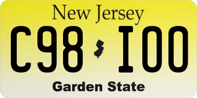 NJ license plate C98IOO