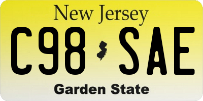 NJ license plate C98SAE