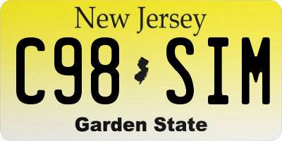 NJ license plate C98SIM