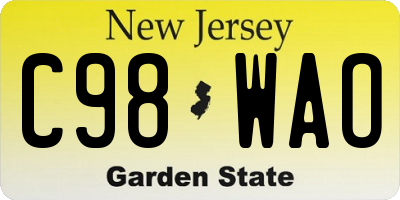 NJ license plate C98WAO
