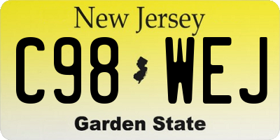 NJ license plate C98WEJ