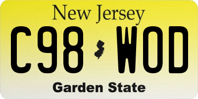 NJ license plate C98WOD