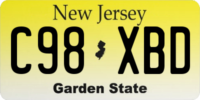 NJ license plate C98XBD