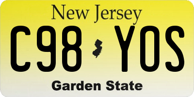 NJ license plate C98YOS