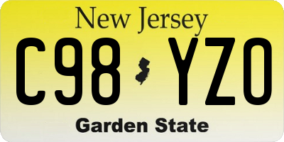 NJ license plate C98YZO