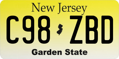 NJ license plate C98ZBD