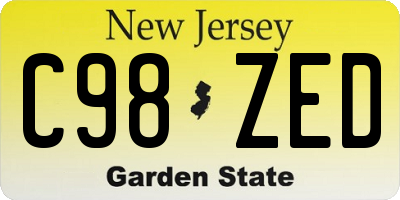 NJ license plate C98ZED