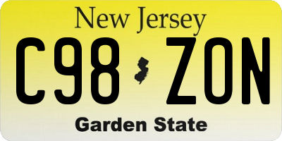 NJ license plate C98ZON