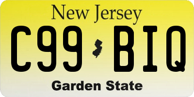 NJ license plate C99BIQ