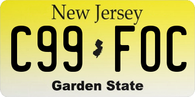NJ license plate C99FOC