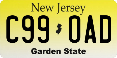 NJ license plate C99OAD