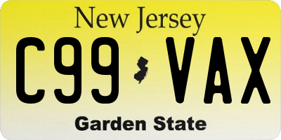 NJ license plate C99VAX