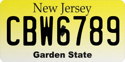 NJ license plate CBW6789