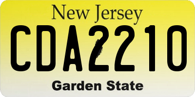 NJ license plate CDA2210
