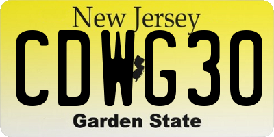 NJ license plate CDWG30
