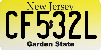 NJ license plate CF532L