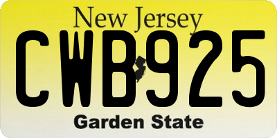 NJ license plate CWB925