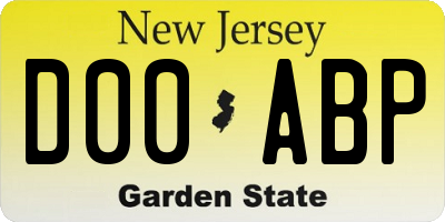 NJ license plate D00ABP