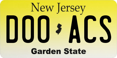 NJ license plate D00ACS