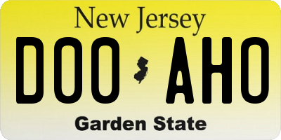 NJ license plate D00AHO