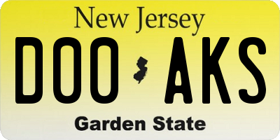 NJ license plate D00AKS