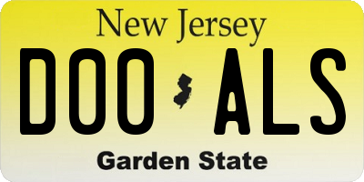 NJ license plate D00ALS