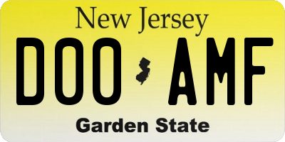 NJ license plate D00AMF
