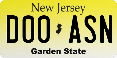 NJ license plate D00ASN