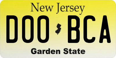NJ license plate D00BCA
