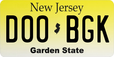 NJ license plate D00BGK