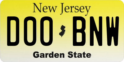NJ license plate D00BNW