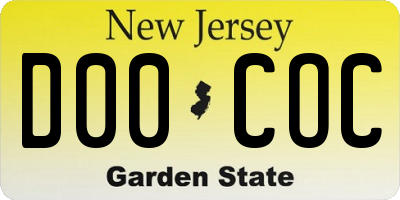 NJ license plate D00COC